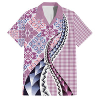 Aloha Vintage Palaka Floral Hawaiian Quilt Family Matching Puletasi and Hawaiian Shirt Akala Motif - Polynesian Pride