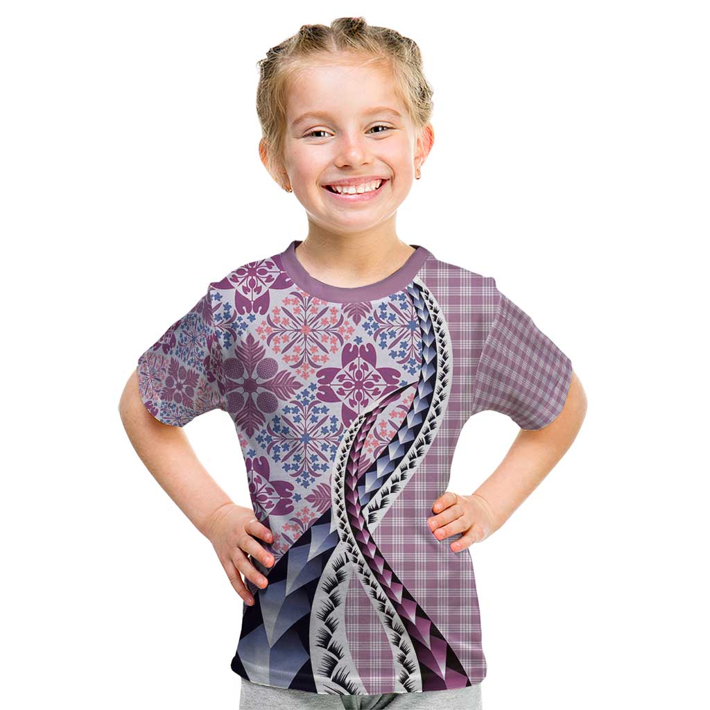 Aloha Vintage Palaka Floral Hawaiian Quilt Kid T Shirt Akala Motif - Polynesian Pride