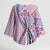 Aloha Vintage Palaka Floral Hawaiian Quilt Kimono Sleeve Blouse Akala Motif - Polynesian Pride