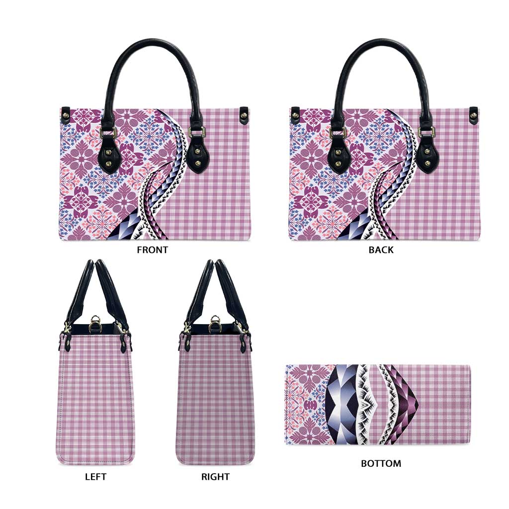 Aloha Vintage Palaka Floral Hawaiian Quilt Leather Bag Akala Motif - Polynesian Pride