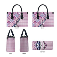 Aloha Vintage Palaka Floral Hawaiian Quilt Leather Bag Akala Motif - Polynesian Pride