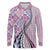 Aloha Vintage Palaka Floral Hawaiian Quilt Long Sleeve Polo Shirt Akala Motif - Polynesian Pride