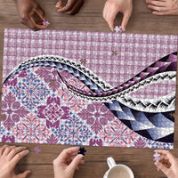 Aloha Vintage Palaka Floral Hawaiian Quilt Puzzle Akala Motif - Polynesian Pride