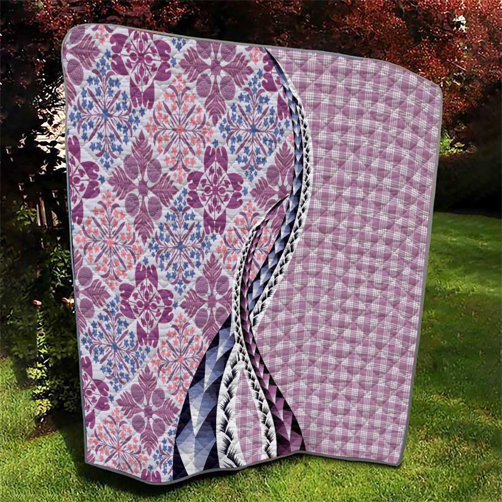 Aloha Vintage Palaka Floral Hawaiian Quilt Quilt Akala Motif - Polynesian Pride