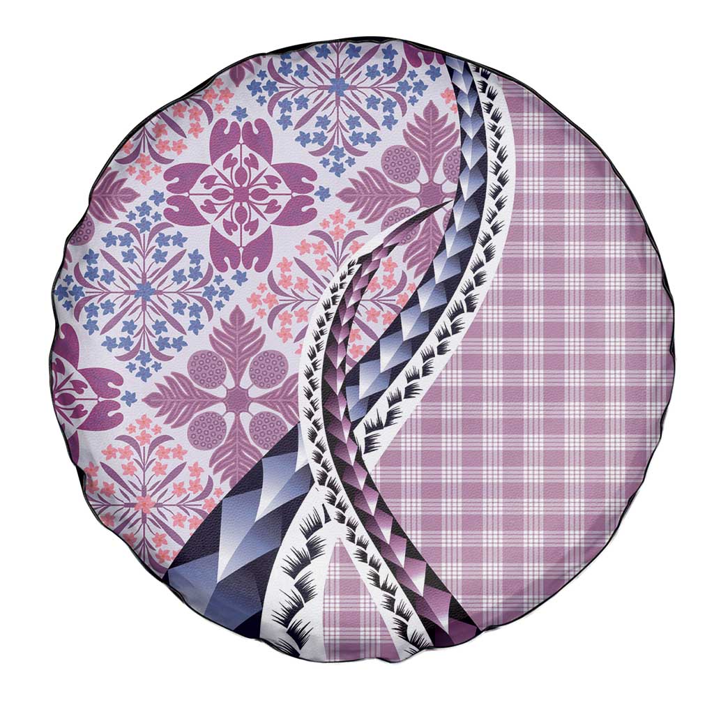 Aloha Vintage Palaka Floral Hawaiian Quilt Spare Tire Cover Akala Motif - Polynesian Pride