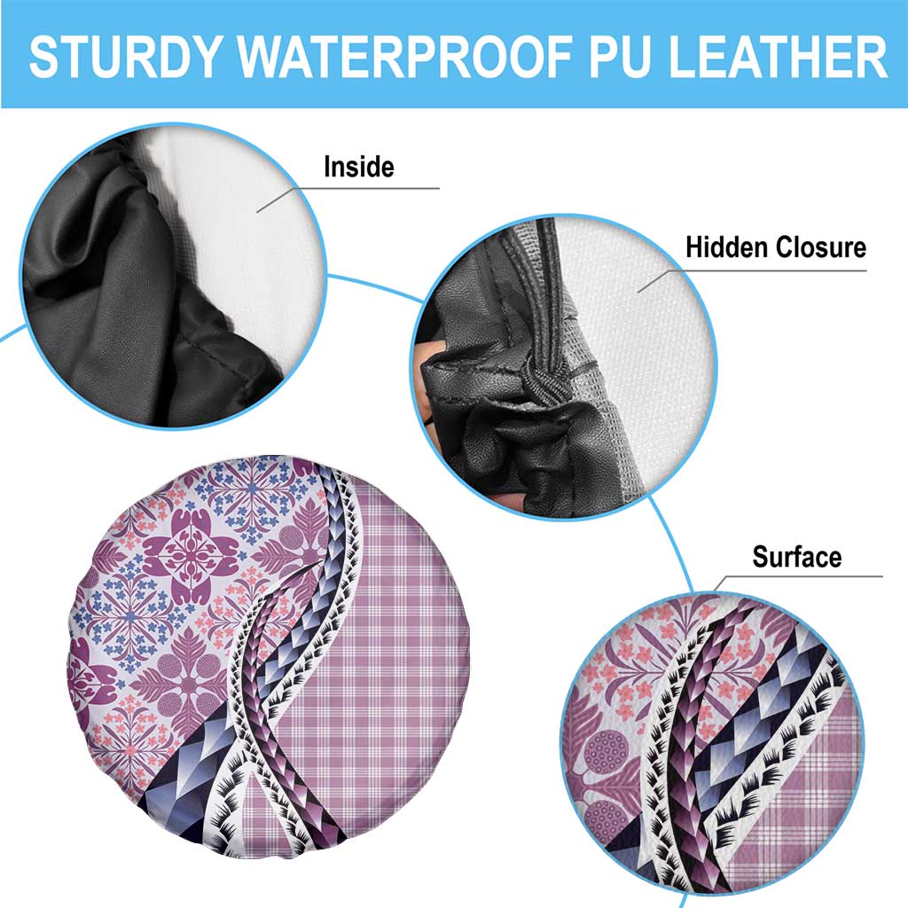 Aloha Vintage Palaka Floral Hawaiian Quilt Spare Tire Cover Akala Motif - Polynesian Pride