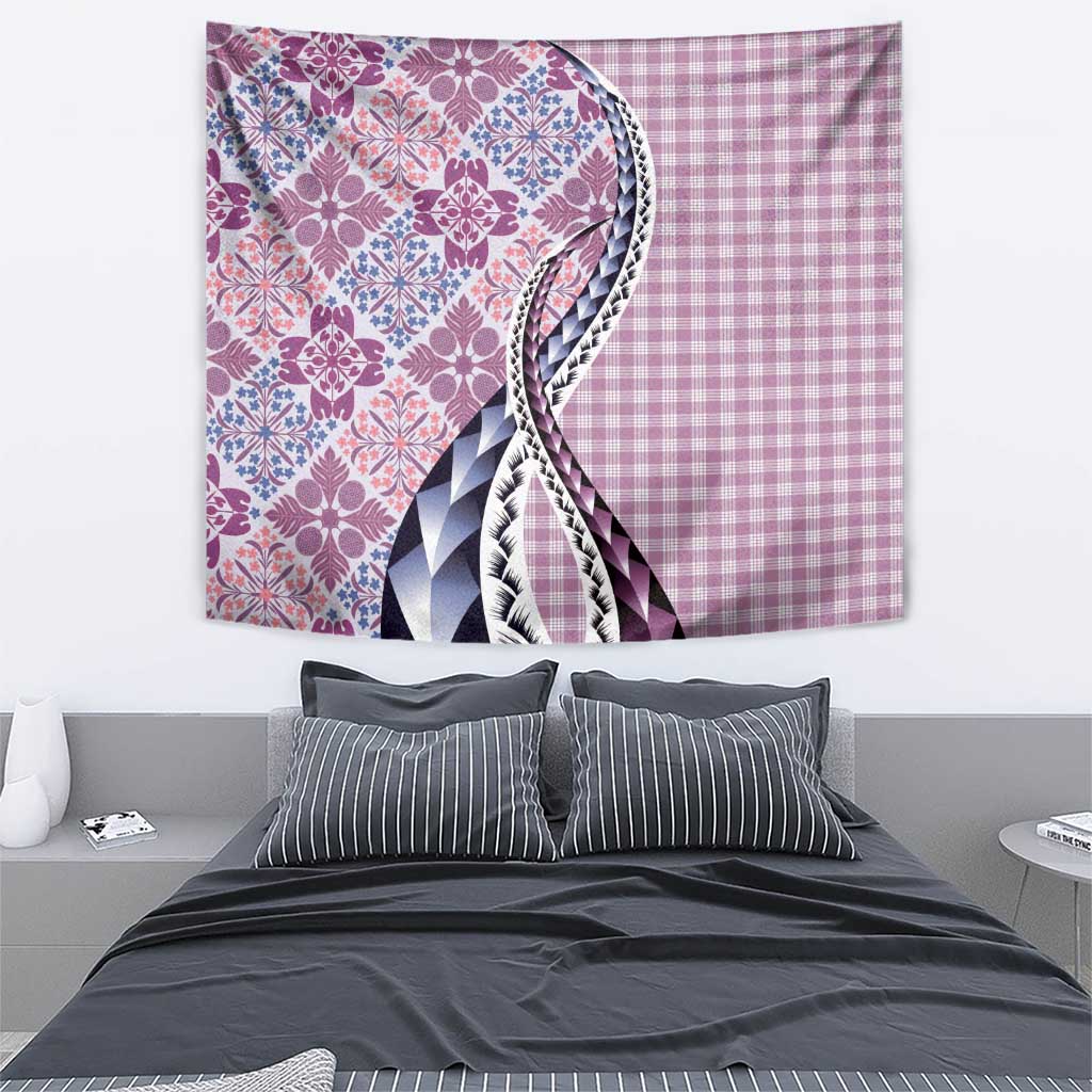 Aloha Vintage Palaka Floral Hawaiian Quilt Tapestry Akala Motif - Polynesian Pride