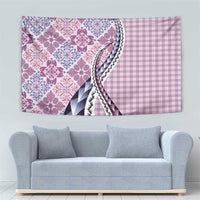 Aloha Vintage Palaka Floral Hawaiian Quilt Tapestry Akala Motif - Polynesian Pride