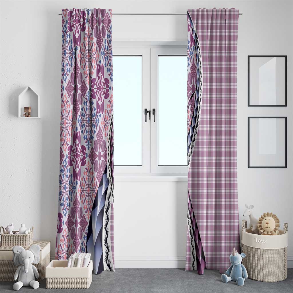 Aloha Vintage Palaka Floral Hawaiian Quilt Window Curtain Akala Motif - Polynesian Pride