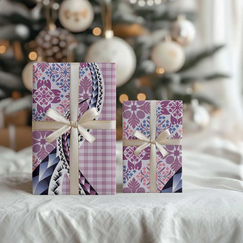 Aloha Vintage Palaka Floral Hawaiian Quilt Wrapping Paper Akala Motif - Polynesian Pride