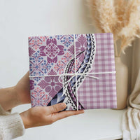 Aloha Vintage Palaka Floral Hawaiian Quilt Wrapping Paper Akala Motif - Polynesian Pride