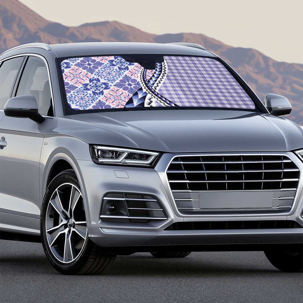 Aloha Vintage Palaka Floral Hawaiian Quilt Auto Sun Shade Poni Motif - Polynesian Pride