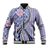 Aloha Vintage Palaka Floral Hawaiian Quilt Baseball Jacket Poni Motif - Polynesian Pride