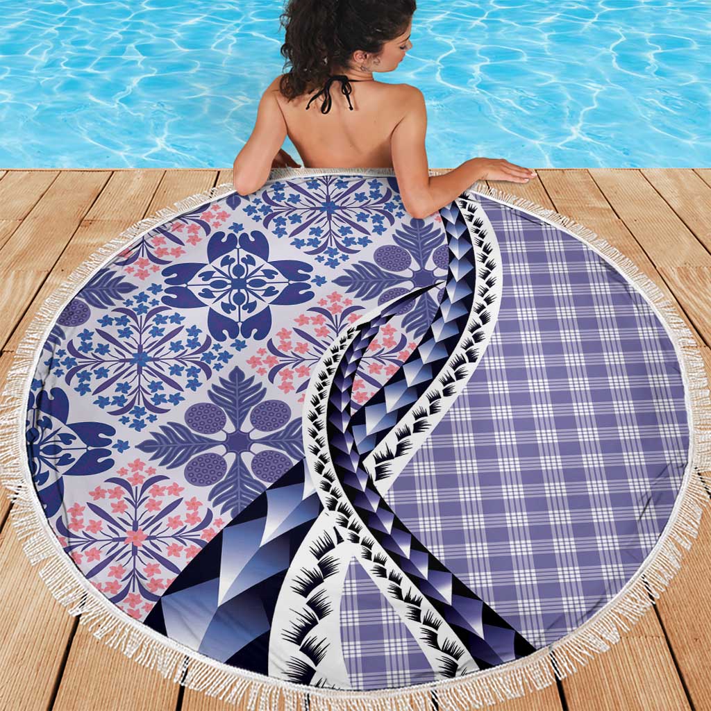 Aloha Vintage Palaka Floral Hawaiian Quilt Beach Blanket Poni Motif - Polynesian Pride