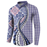 Aloha Vintage Palaka Floral Hawaiian Quilt Button Sweatshirt Poni Motif - Polynesian Pride