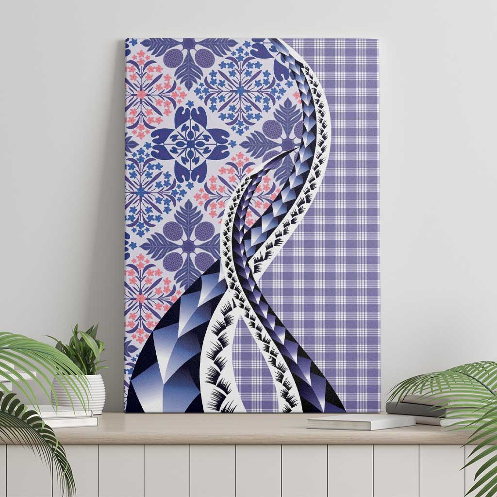 Aloha Vintage Palaka Floral Hawaiian Quilt Canvas Wall Art Poni Motif - Polynesian Pride