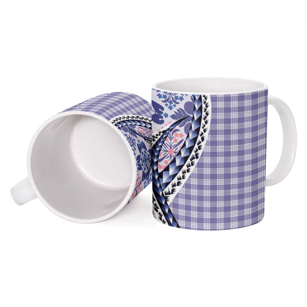 Aloha Vintage Palaka Floral Hawaiian Quilt Ceramic Mug Poni Motif - Polynesian Pride