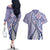 Aloha Vintage Palaka Floral Hawaiian Quilt Couples Matching Off The Shoulder Long Sleeve Dress and Hawaiian Shirt Poni Motif - Polynesian Pride