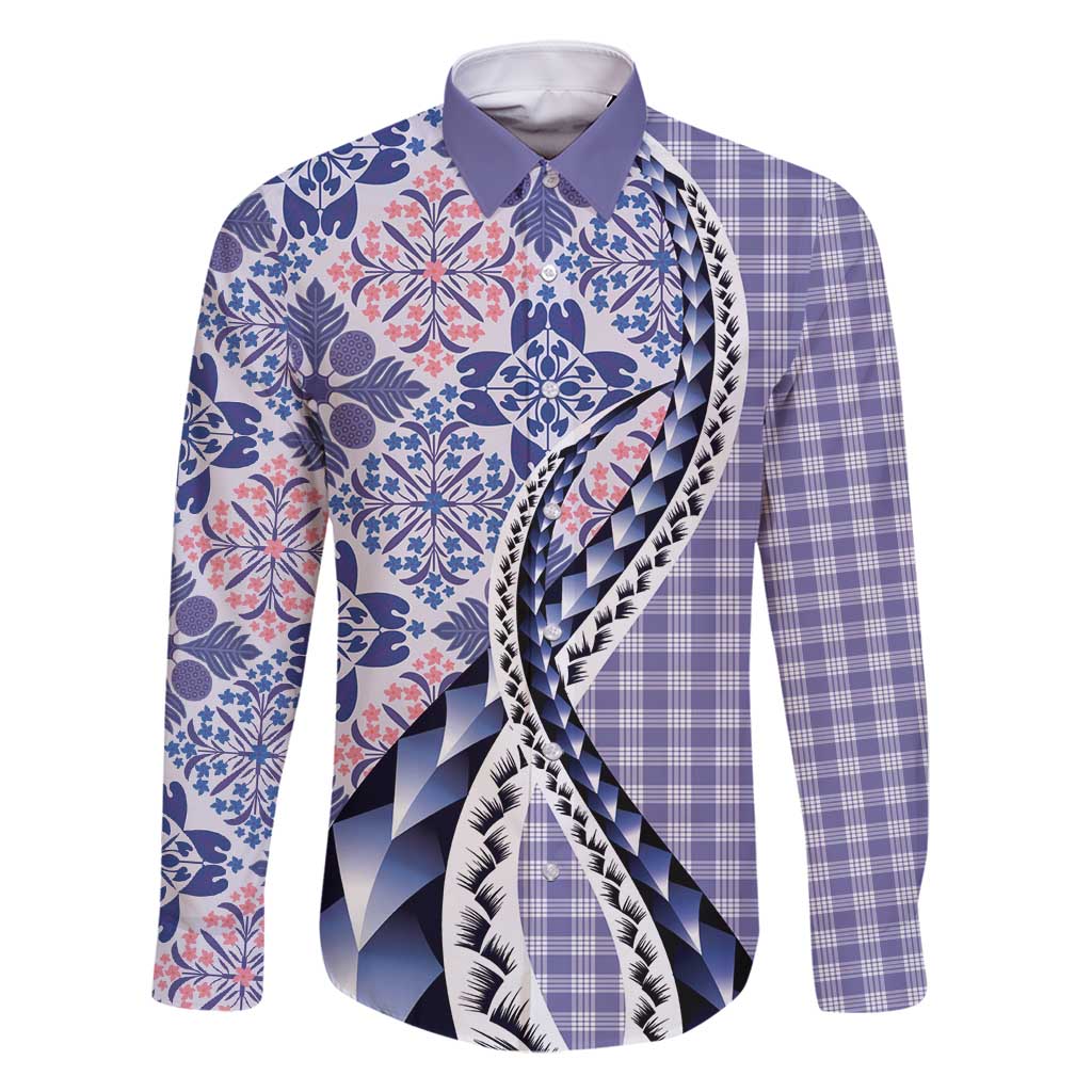 Aloha Vintage Palaka Floral Hawaiian Quilt Family Matching Long Sleeve Bodycon Dress and Hawaiian Shirt Poni Motif - Polynesian Pride