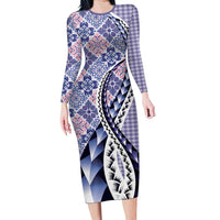 Aloha Vintage Palaka Floral Hawaiian Quilt Family Matching Long Sleeve Bodycon Dress and Hawaiian Shirt Poni Motif - Polynesian Pride