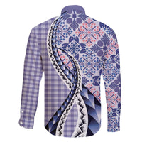 Aloha Vintage Palaka Floral Hawaiian Quilt Family Matching Off The Shoulder Long Sleeve Dress and Hawaiian Shirt Poni Motif - Polynesian Pride