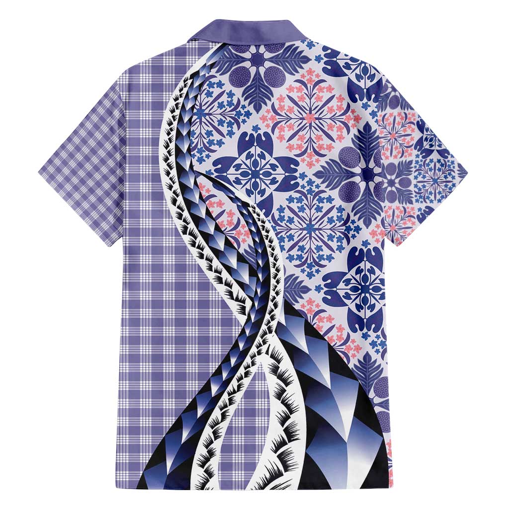 Aloha Vintage Palaka Floral Hawaiian Quilt Family Matching Off Shoulder Maxi Dress and Hawaiian Shirt Poni Motif - Polynesian Pride