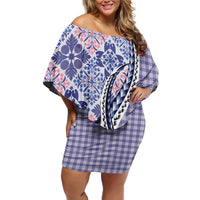 Aloha Vintage Palaka Floral Hawaiian Quilt Family Matching Off Shoulder Short Dress and Hawaiian Shirt Poni Motif - Polynesian Pride