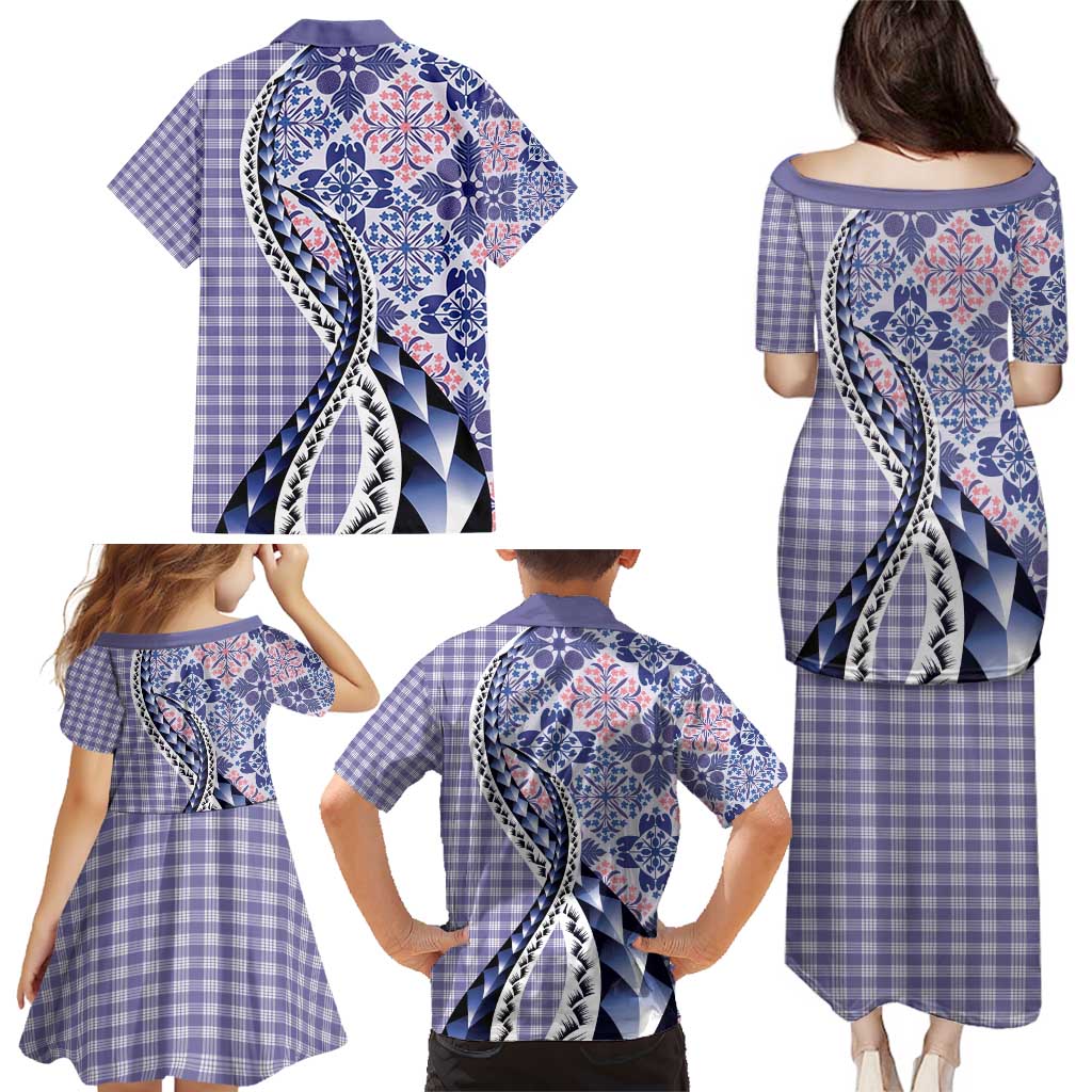 Aloha Vintage Palaka Floral Hawaiian Quilt Family Matching Puletasi and Hawaiian Shirt Poni Motif - Polynesian Pride