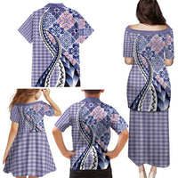 Aloha Vintage Palaka Floral Hawaiian Quilt Family Matching Puletasi and Hawaiian Shirt Poni Motif - Polynesian Pride