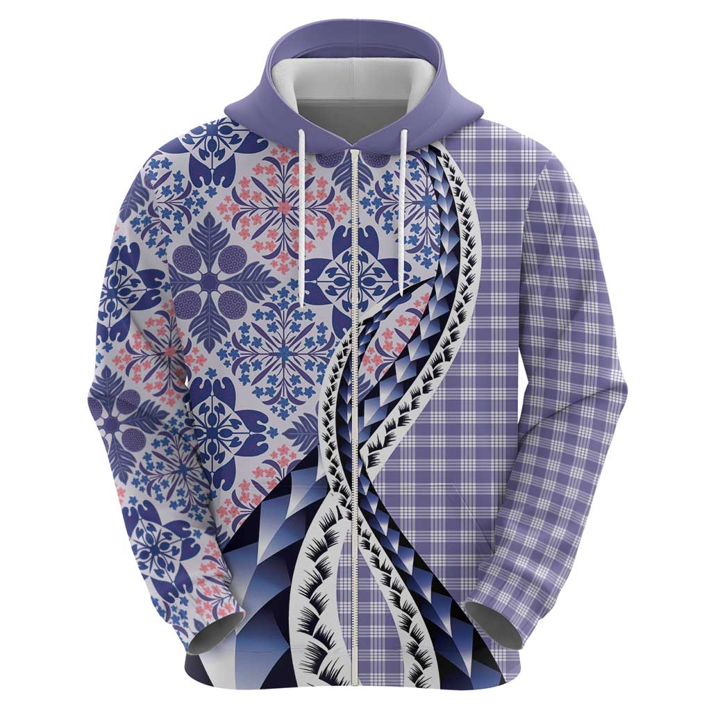 Aloha Vintage Palaka Floral Hawaiian Quilt Hoodie Poni Motif - Polynesian Pride