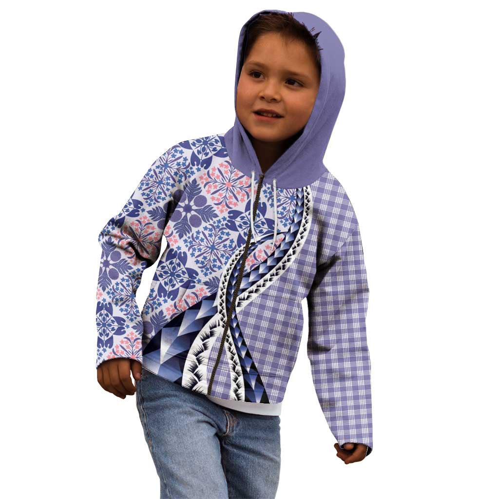 Aloha Vintage Palaka Floral Hawaiian Quilt Kid Hoodie Poni Motif - Polynesian Pride