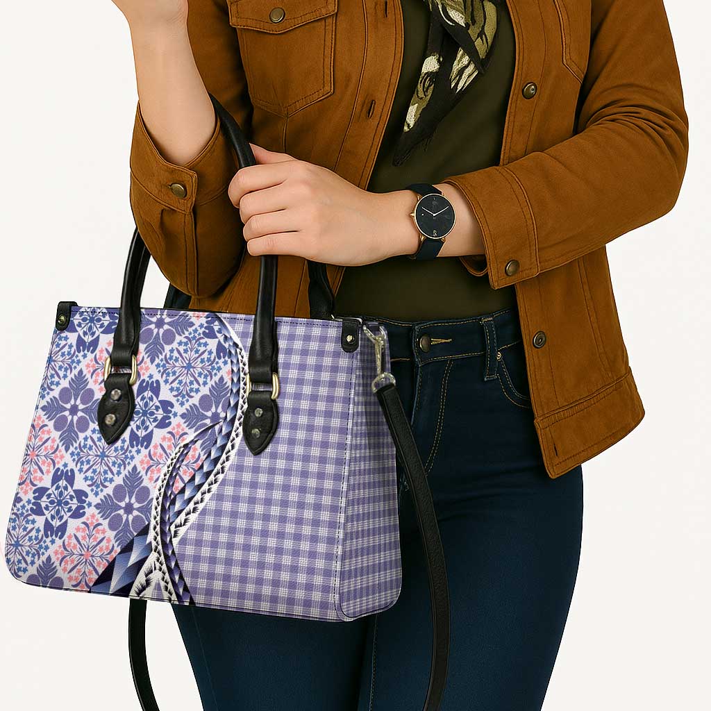 Aloha Vintage Palaka Floral Hawaiian Quilt Leather Bag Poni Motif - Polynesian Pride