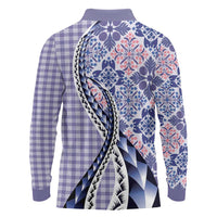 Aloha Vintage Palaka Floral Hawaiian Quilt Long Sleeve Polo Shirt Poni Motif - Polynesian Pride