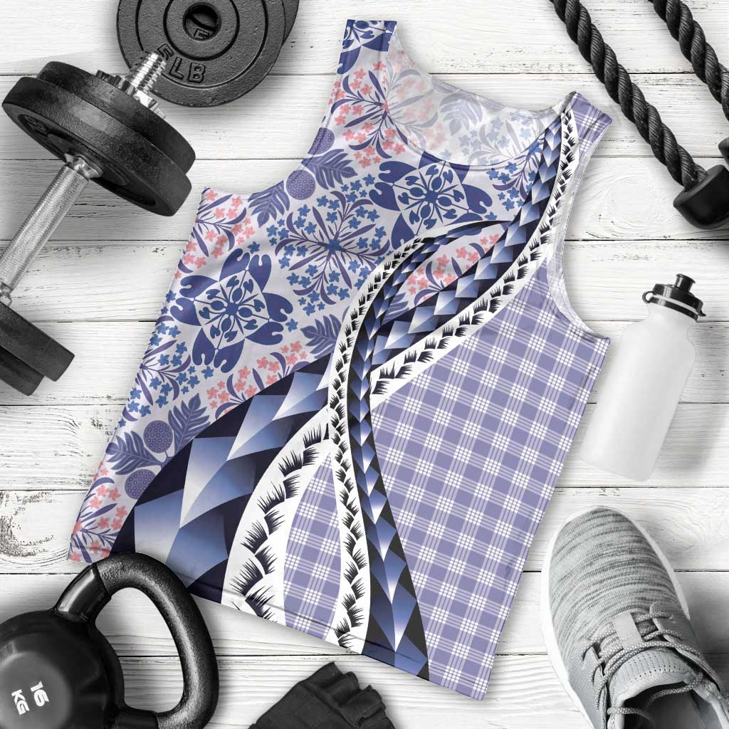 Aloha Vintage Palaka Floral Hawaiian Quilt Men Tank Top Poni Motif - Polynesian Pride