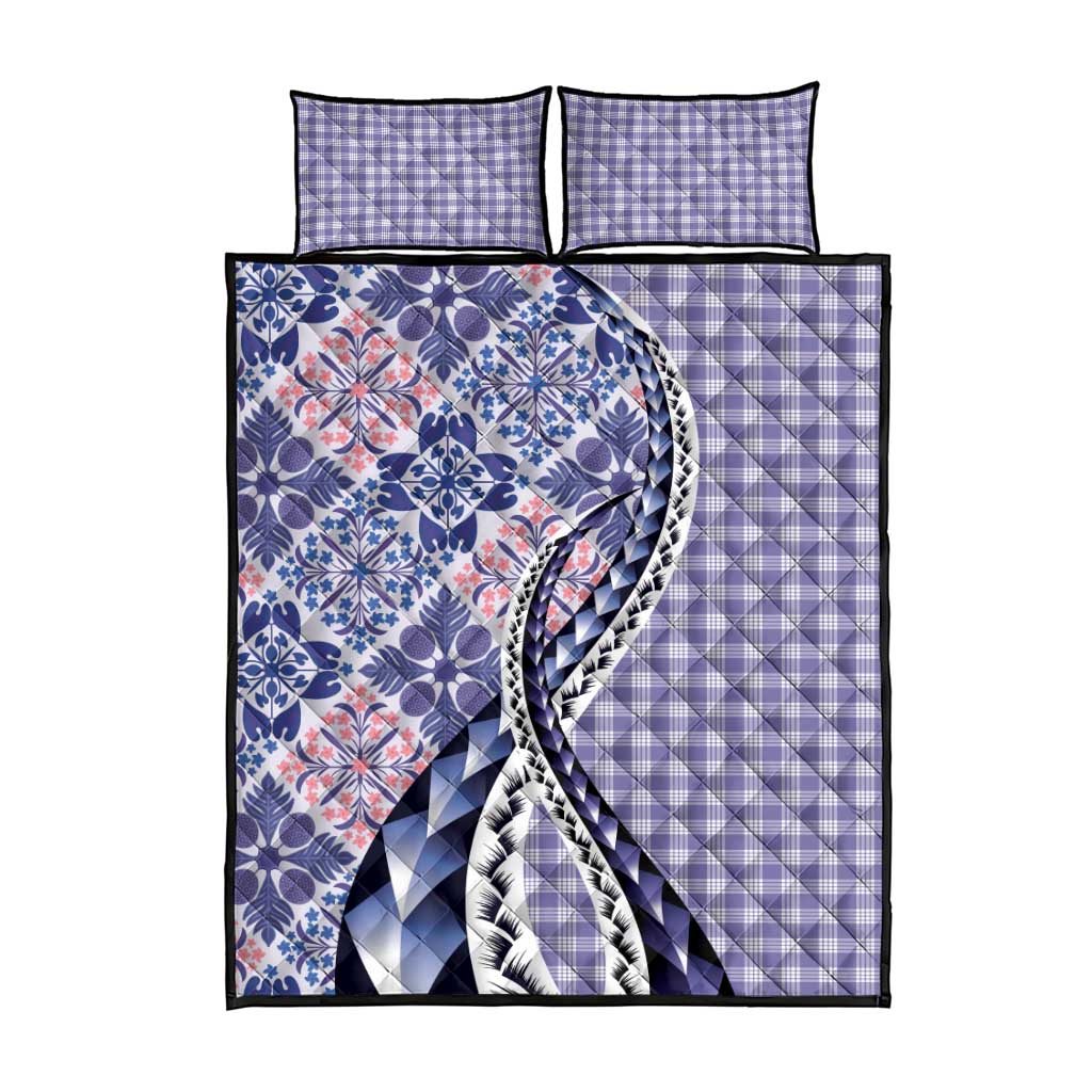 Aloha Vintage Palaka Floral Hawaiian Quilt Quilt Bed Set Poni Motif - Polynesian Pride