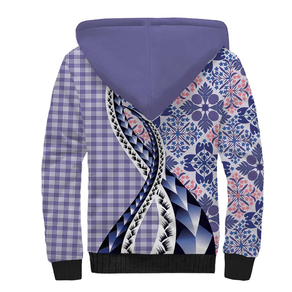 Aloha Vintage Palaka Floral Hawaiian Quilt Sherpa Hoodie Poni Motif - Polynesian Pride