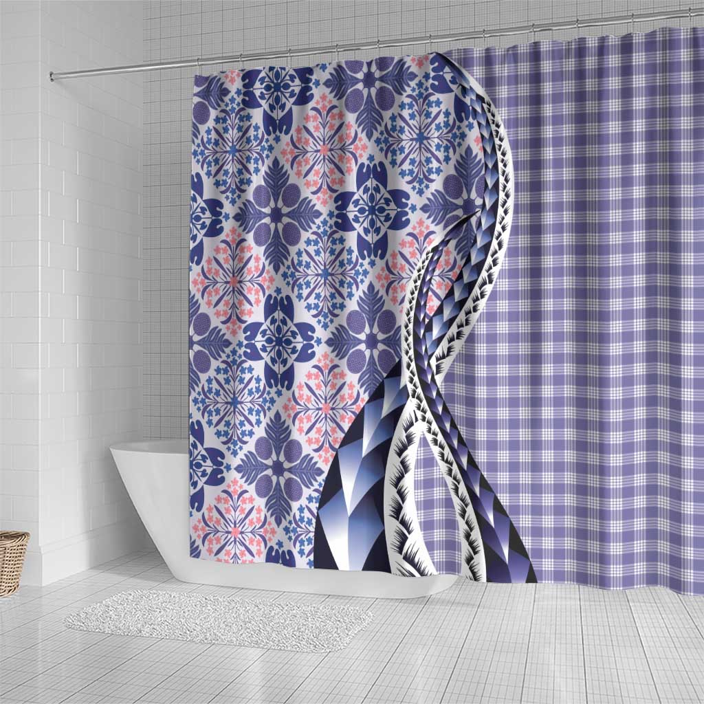 Aloha Vintage Palaka Floral Hawaiian Quilt Shower Curtain Poni Motif - Polynesian Pride