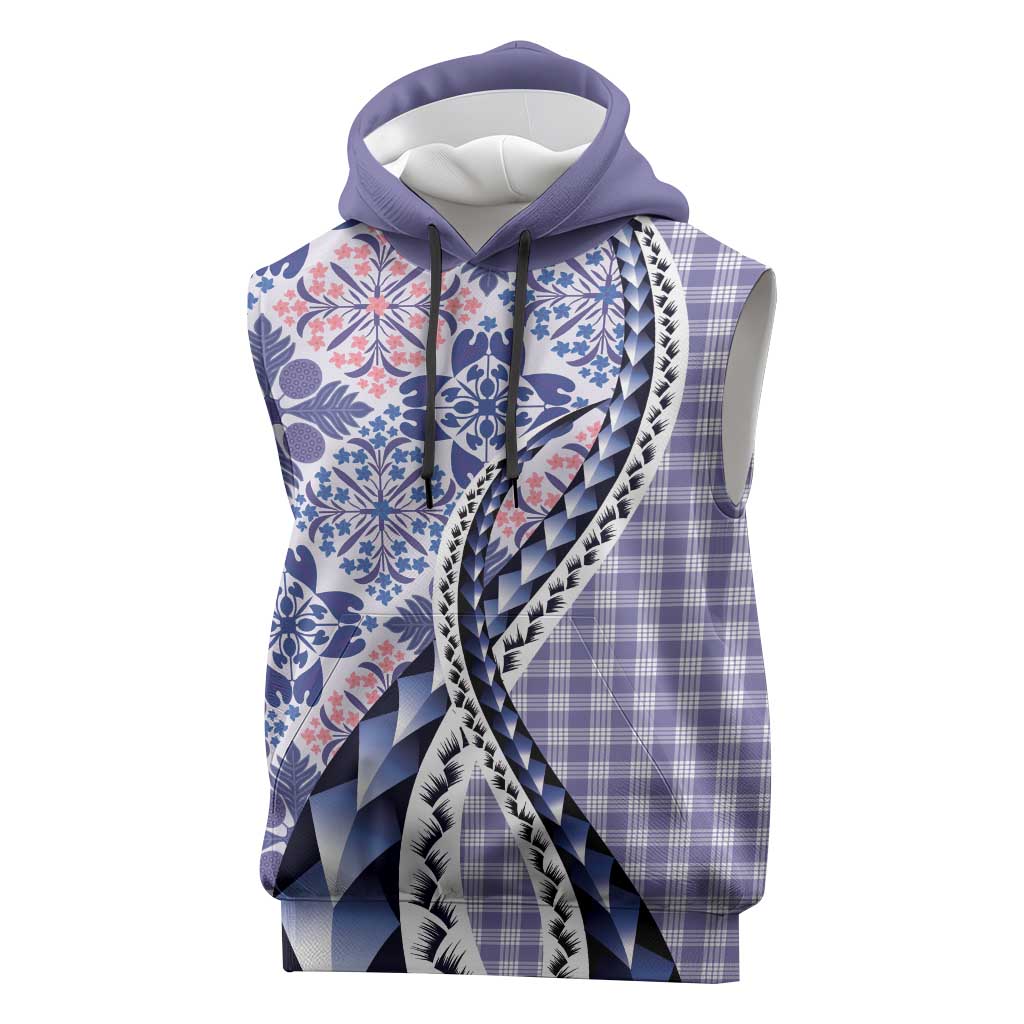 Aloha Vintage Palaka Floral Hawaiian Quilt Sleeveless Hoodie Poni Motif - Polynesian Pride