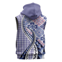 Aloha Vintage Palaka Floral Hawaiian Quilt Sleeveless Hoodie Poni Motif - Polynesian Pride