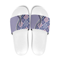 Aloha Vintage Palaka Floral Hawaiian Quilt Slide Sandals Poni Motif - Polynesian Pride