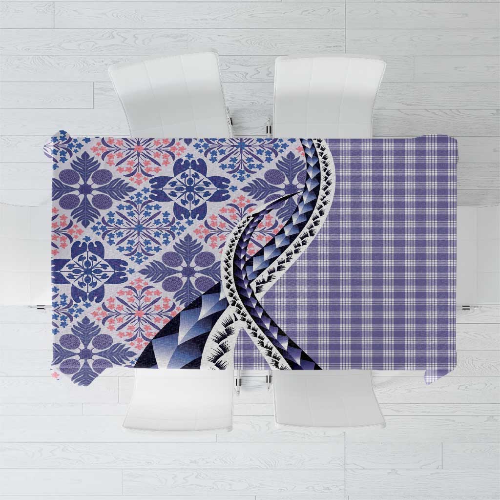 Aloha Vintage Palaka Floral Hawaiian Quilt Tablecloth Poni Motif - Polynesian Pride