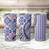 Aloha Vintage Palaka Floral Hawaiian Quilt Tumbler Cup Poni Motif - Polynesian Pride