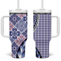 Aloha Vintage Palaka Floral Hawaiian Quilt Tumbler With Handle Poni Motif - Polynesian Pride