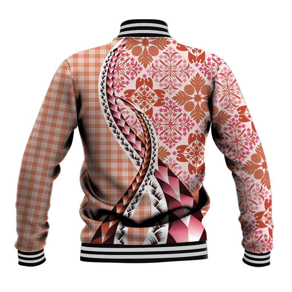 Aloha Vintage Palaka Floral Hawaiian Quilt Baseball Jacket Ulaula Motif - Polynesian Pride