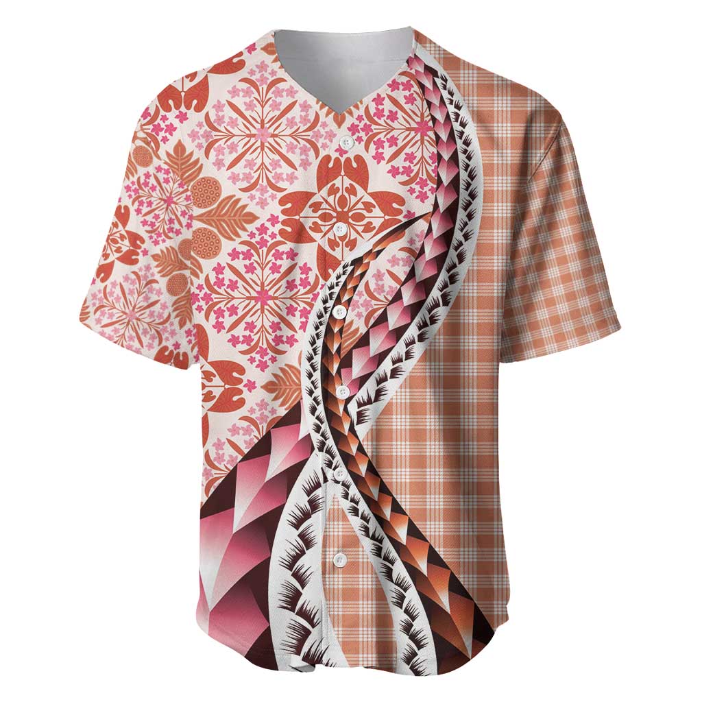 Aloha Vintage Palaka Floral Hawaiian Quilt Baseball Jersey Ulaula Motif - Polynesian Pride