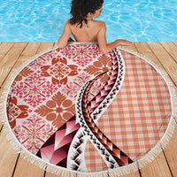 Aloha Vintage Palaka Floral Hawaiian Quilt Beach Blanket Ulaula Motif - Polynesian Pride