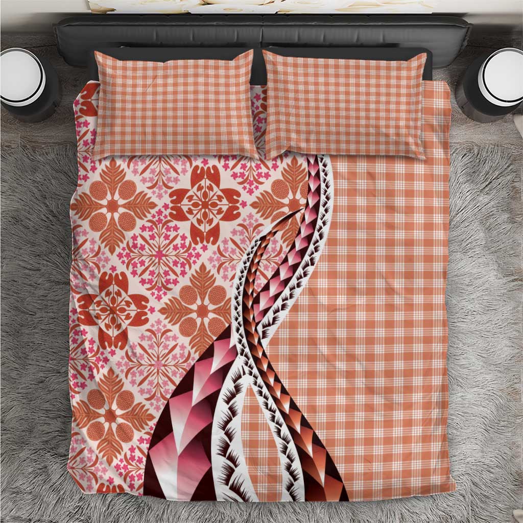 Aloha Vintage Palaka Floral Hawaiian Quilt Bedding Set Ulaula Motif - Polynesian Pride