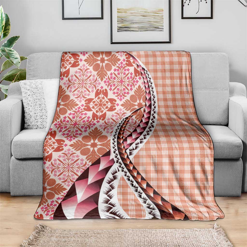 Aloha Vintage Palaka Floral Hawaiian Quilt Blanket Ulaula Motif - Polynesian Pride