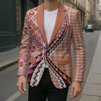 Aloha Vintage Palaka Floral Hawaiian Quilt Blazer Ulaula Motif - Polynesian Pride