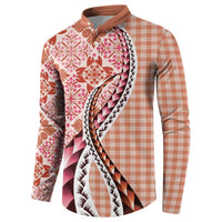 Aloha Vintage Palaka Floral Hawaiian Quilt Button Sweatshirt Ulaula Motif - Polynesian Pride